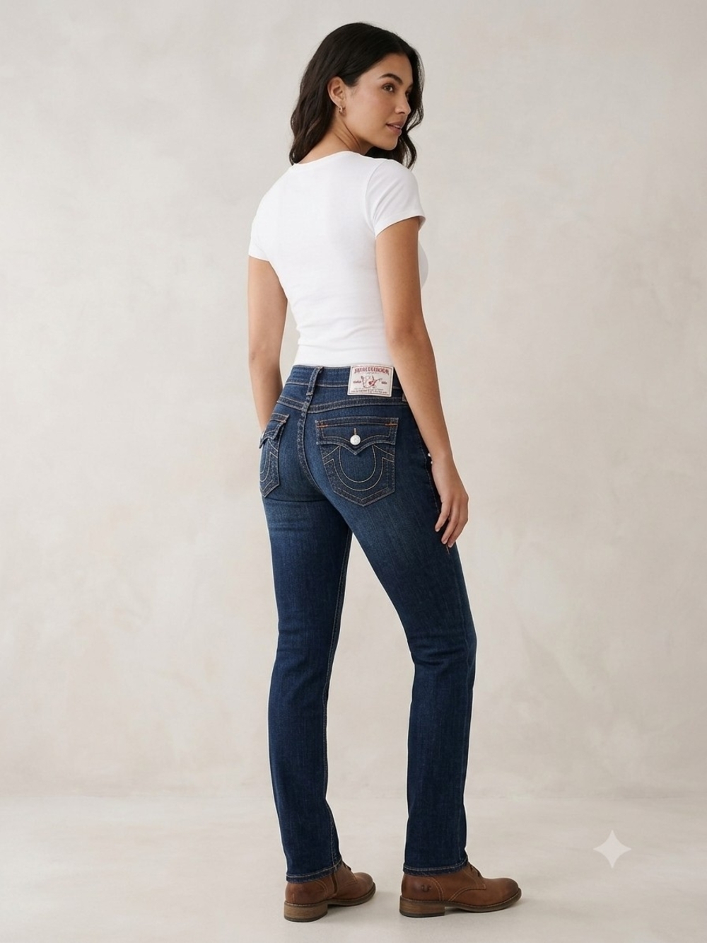 True Religion Women's Dark Indigo Straight Leg Jeans